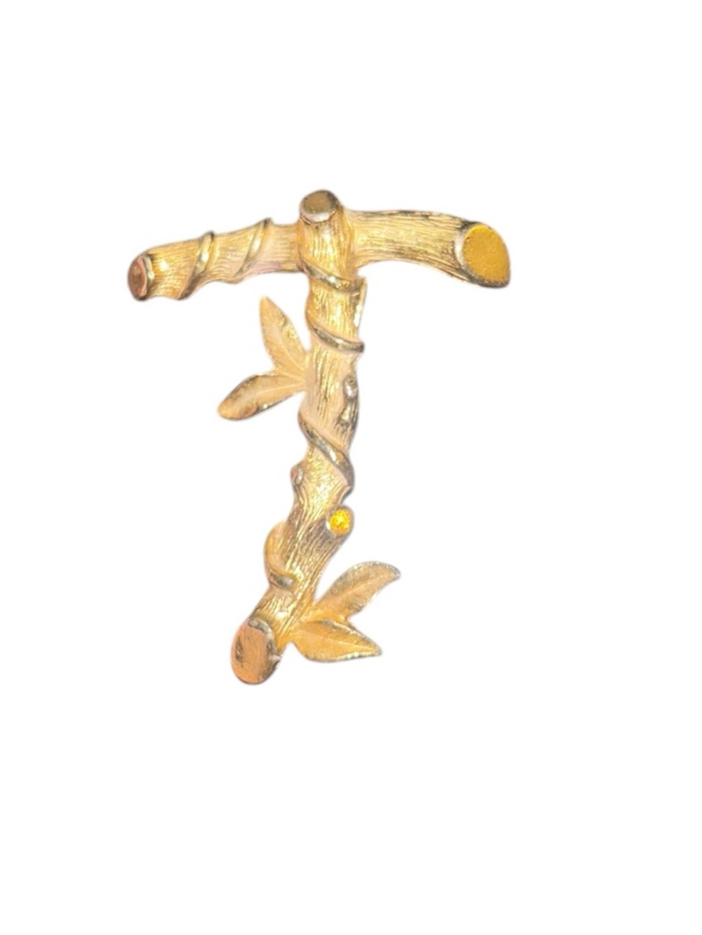 Gold Bamboo Twig‎ Brooch Pin